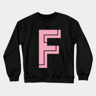 F Letter Initial Monogram Minimal Linear Pink Girly Crewneck Sweatshirt